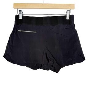 Athleta Size 4 Black Mod Trekkie Shorts Woven Stretch Pull On Zip Pocket Active